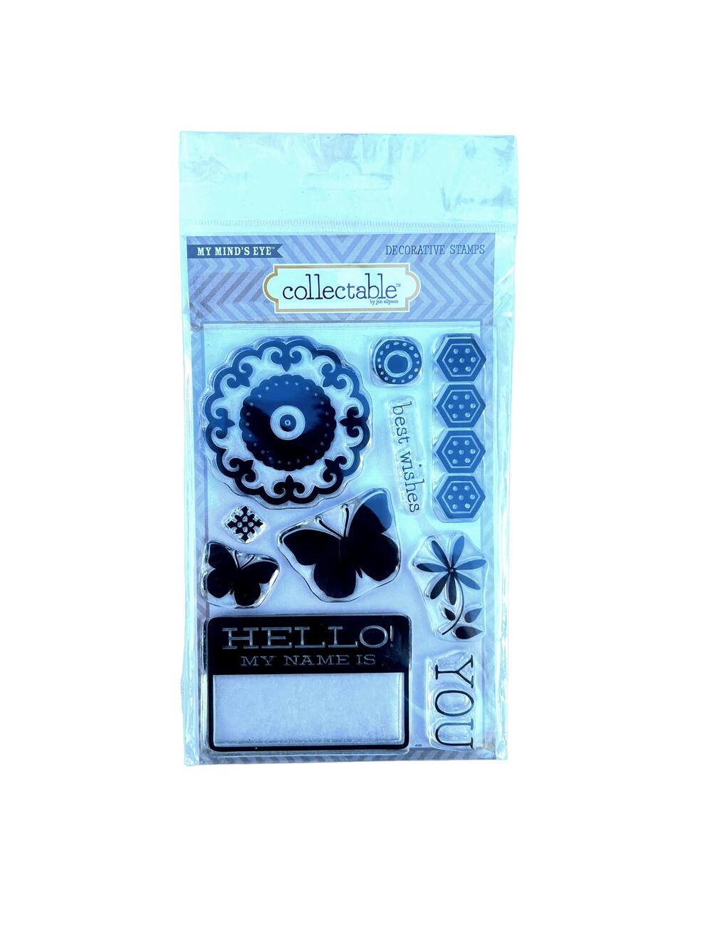 My Mind's Eye Stamp Set Memorable "Hello" Acrylic Butterflies New